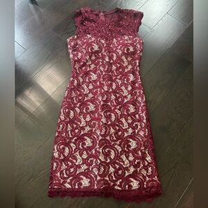 Sequin Heart Burgundy Cocktail Dress Size 5